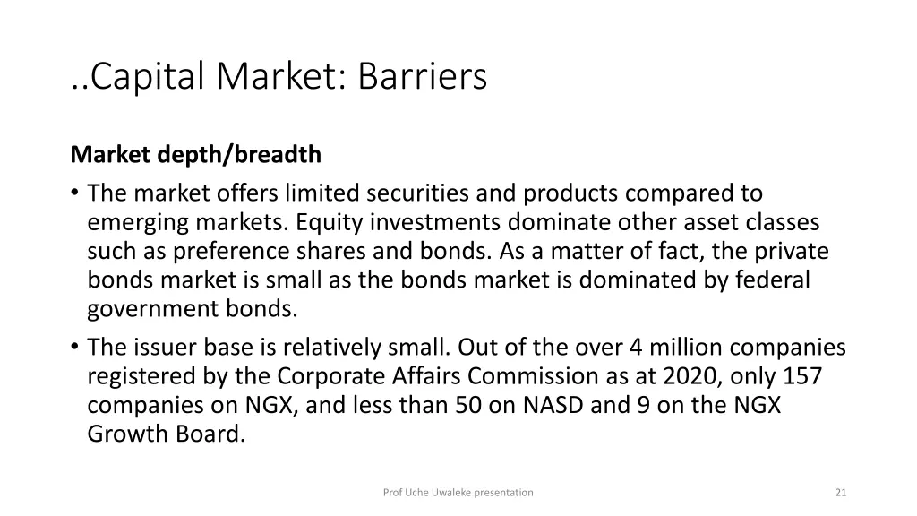 capital market barriers 1