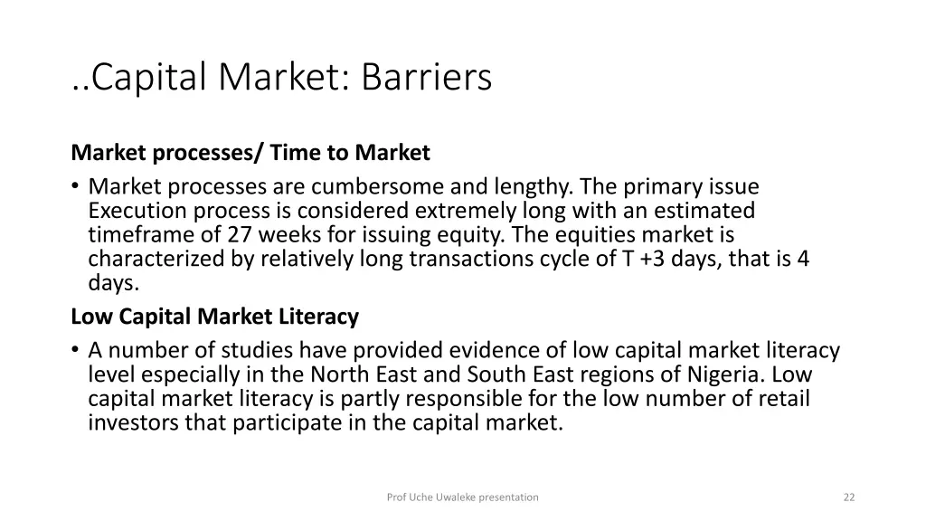 capital market barriers 2