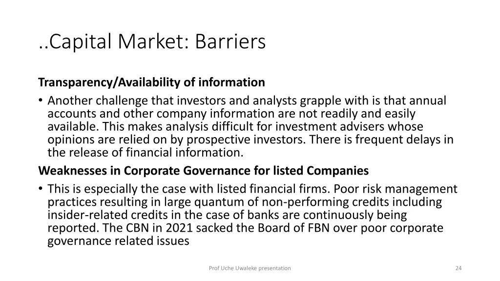 capital market barriers 4