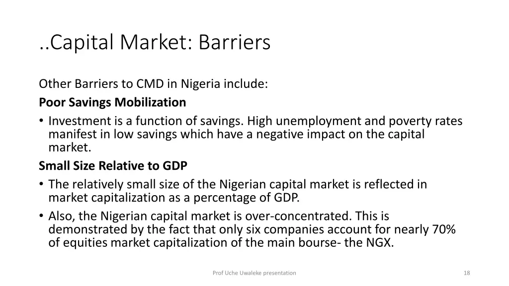 capital market barriers