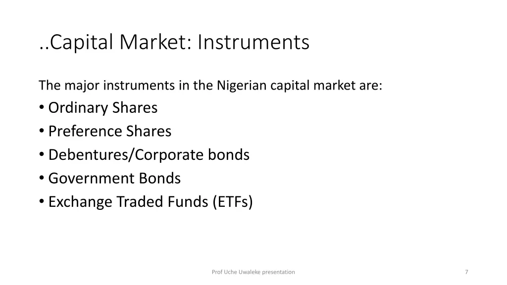 capital market instruments