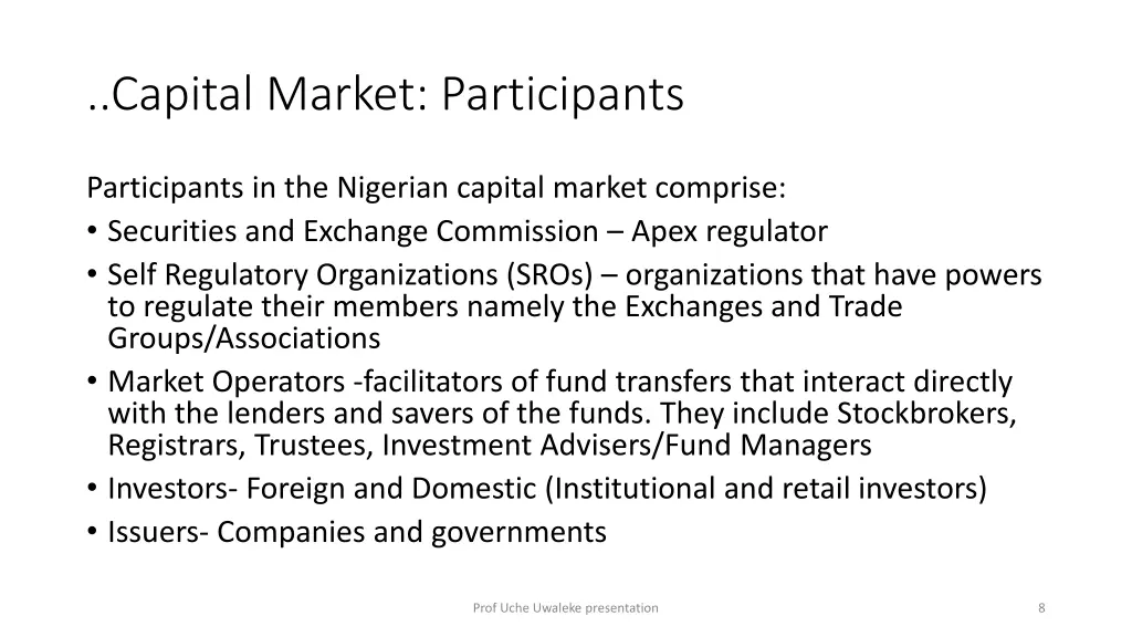 capital market participants