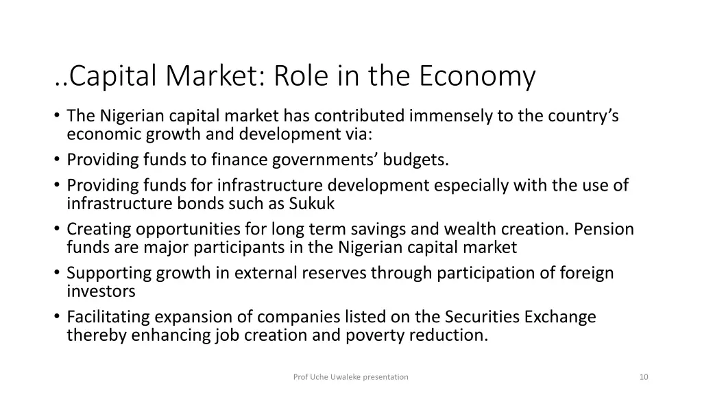 capital market role in the economy