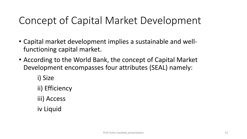 concept of capital market development