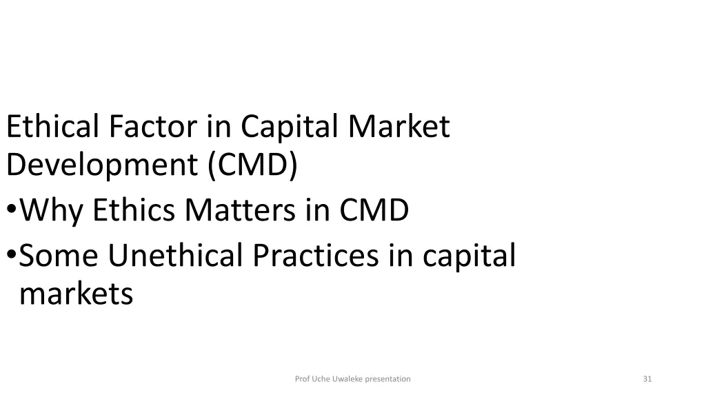 ethical factor in capital market development