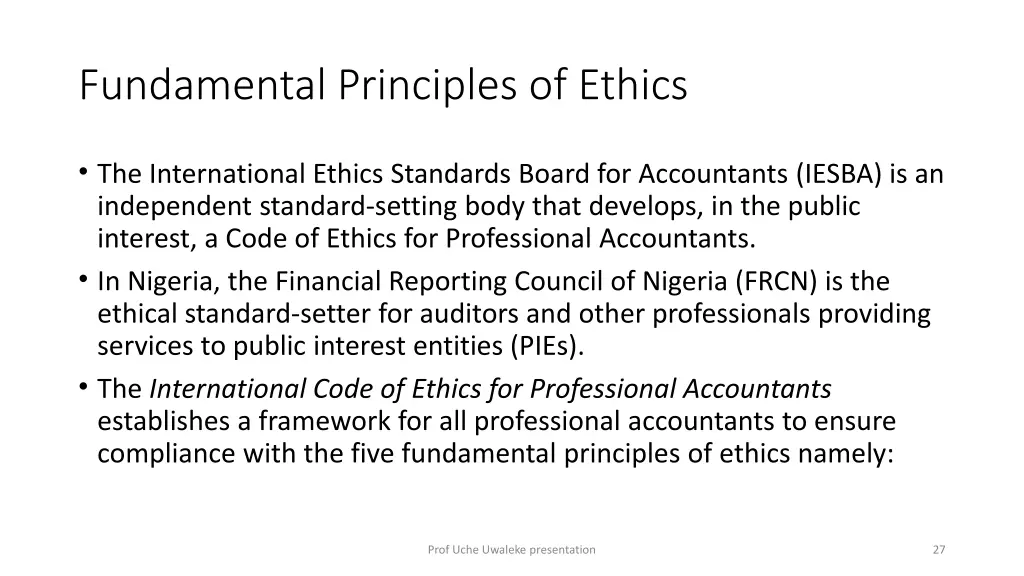 fundamental principles of ethics