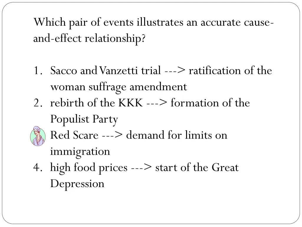 which pair of events illustrates an accurate