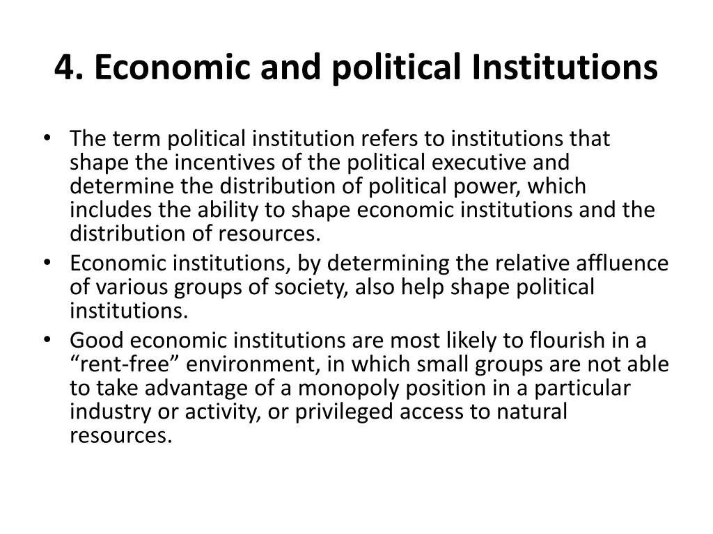 4 economic and political institutions