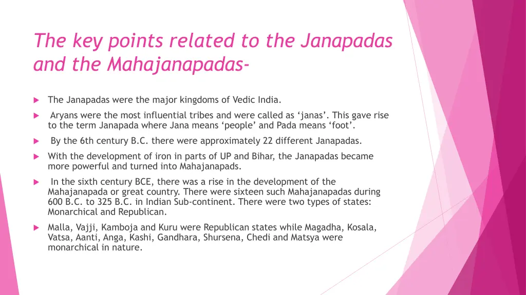 the key points related to the janapadas