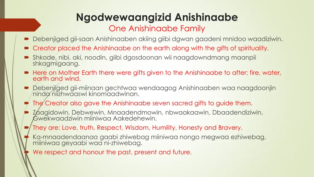 ngodwewaangizid anishinaabe one anishinaabe