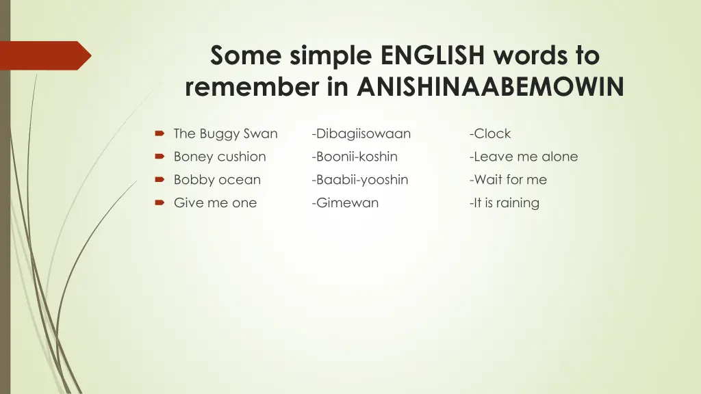 some simple english words to remember