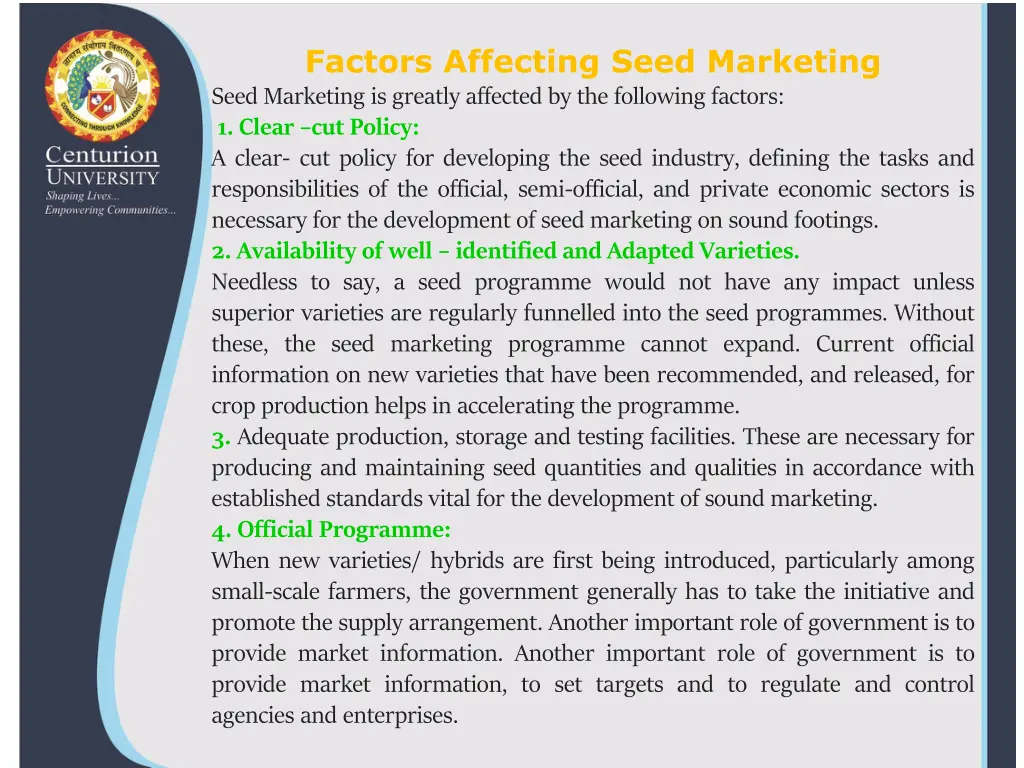 factors affecting seed marketing seed marketing