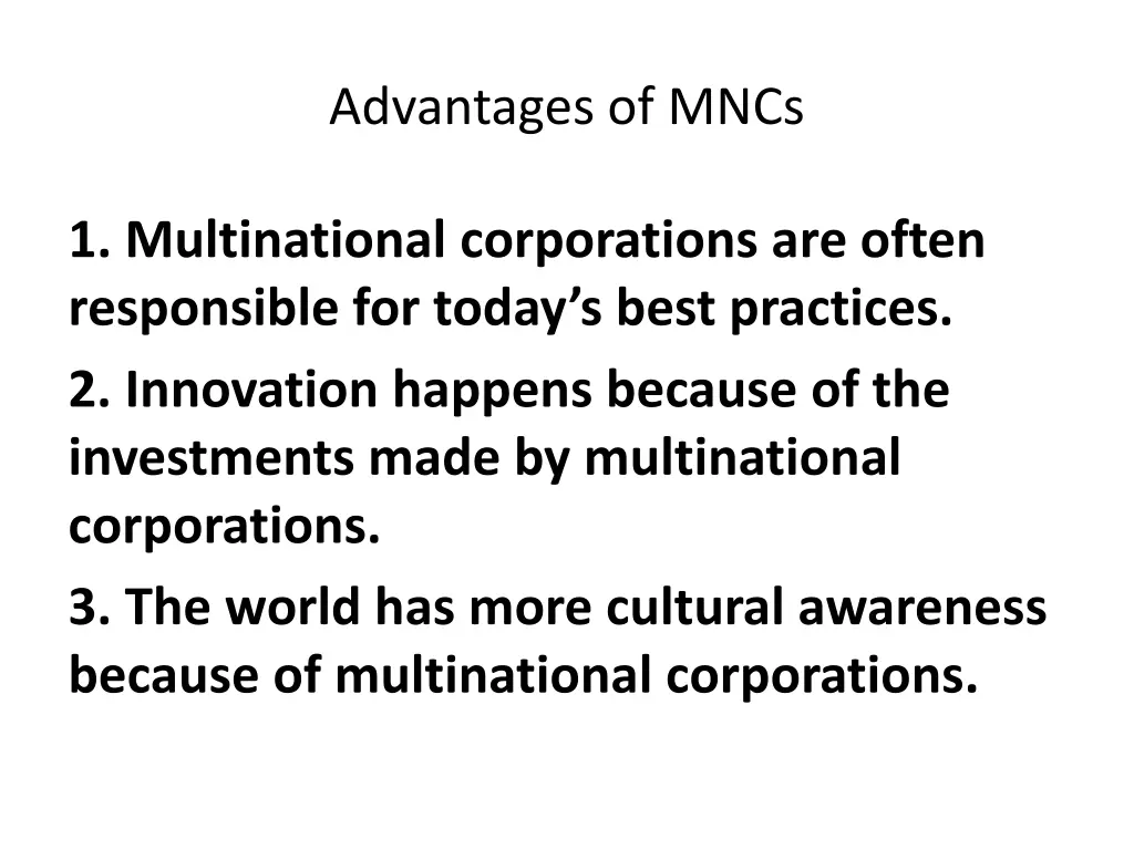 advantages of mncs