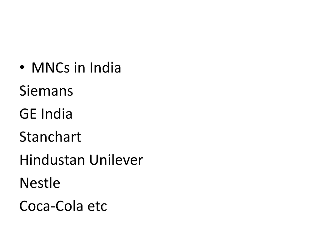 mncs in india siemans ge india stanchart