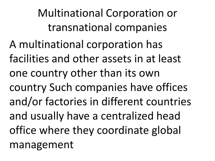 multinational corporation or transnational