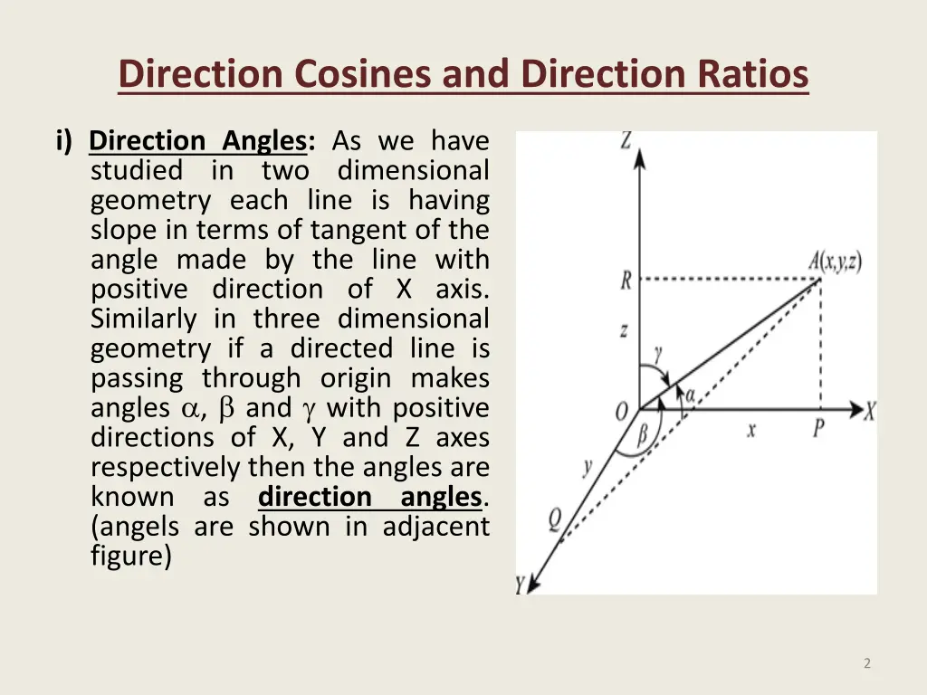 direction cosines and direction ratios