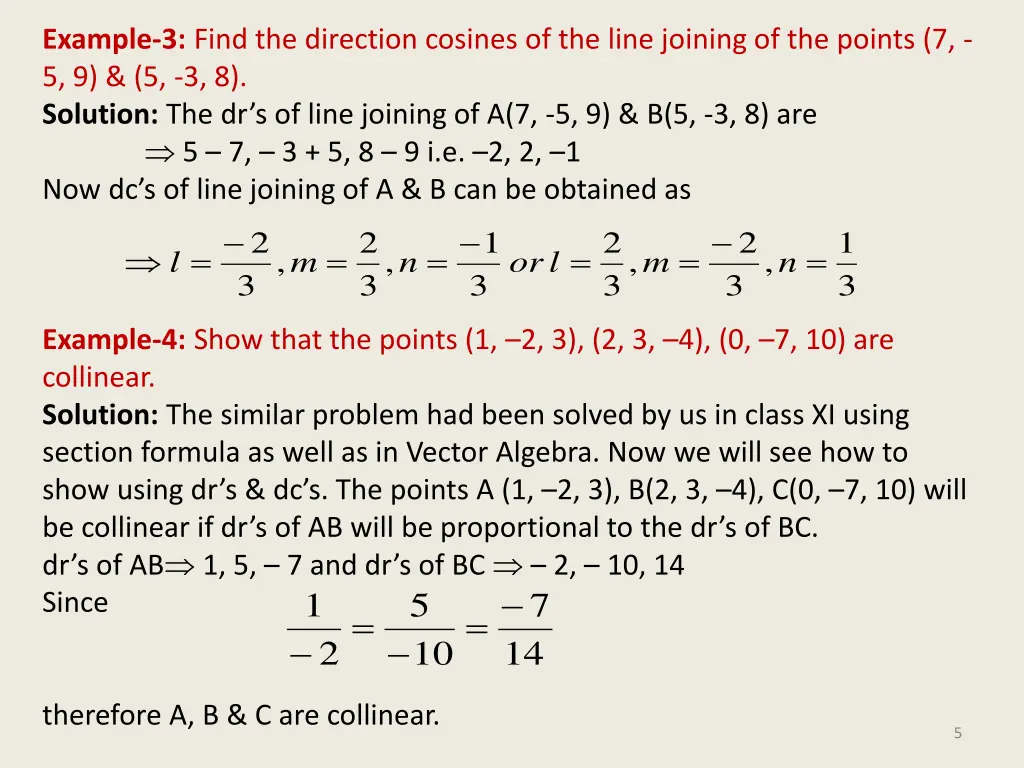 example 3 find the direction cosines of the line