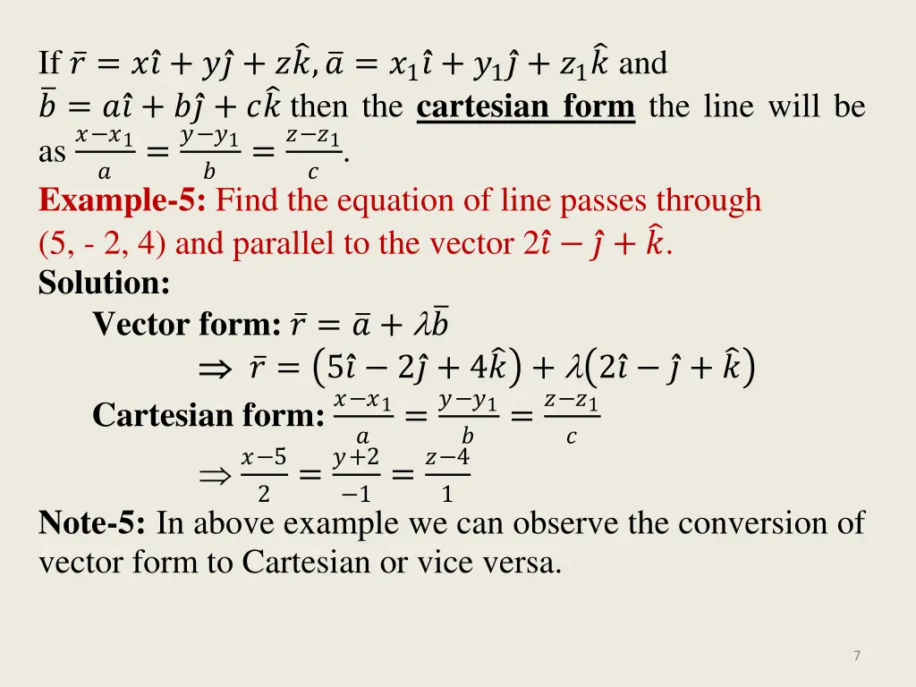 if 1 1 1 and then the cartesian form the line