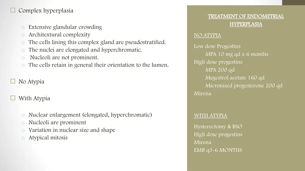 complex hyperplasia