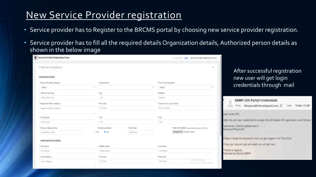 new service provider registration