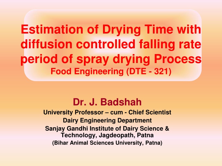 estimation of drying time with diffusion