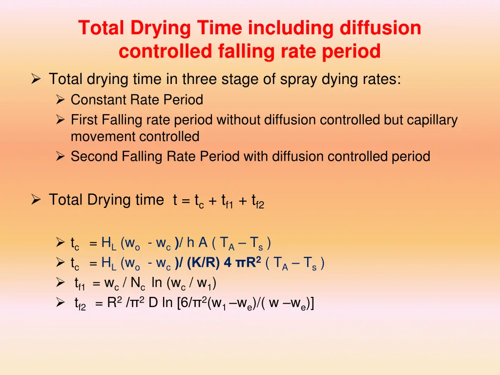 total drying time including diffusion controlled