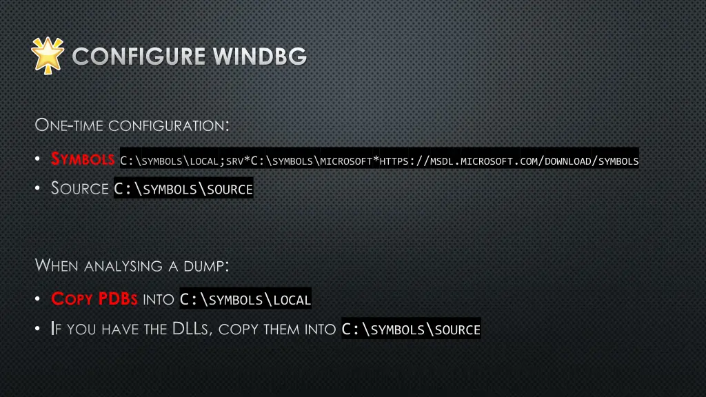 configure windbg