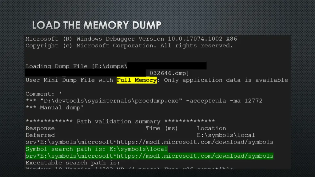 load the memory dump