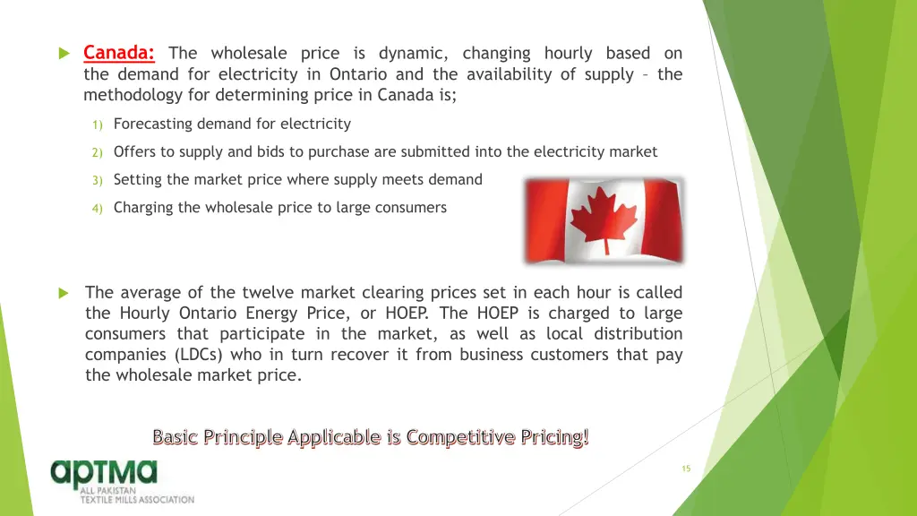 canada the wholesale price is dynamic changing