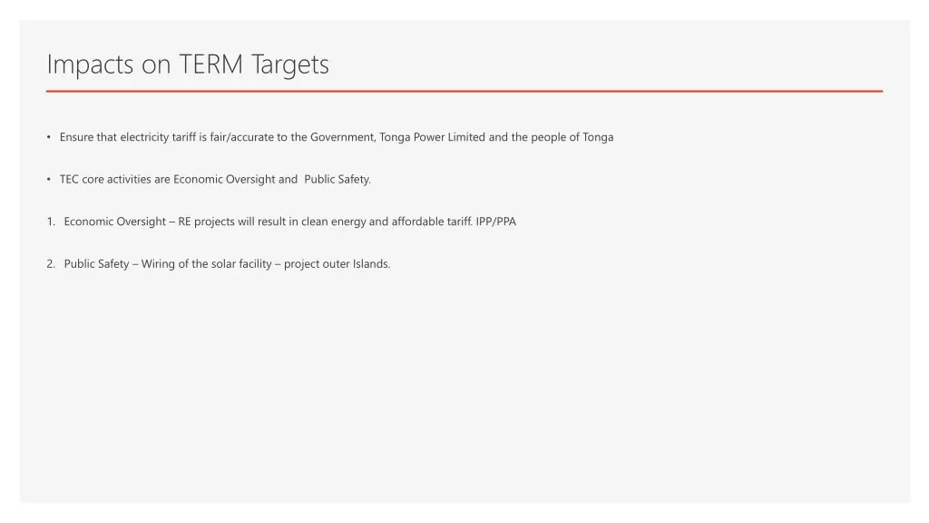 impacts on term targets