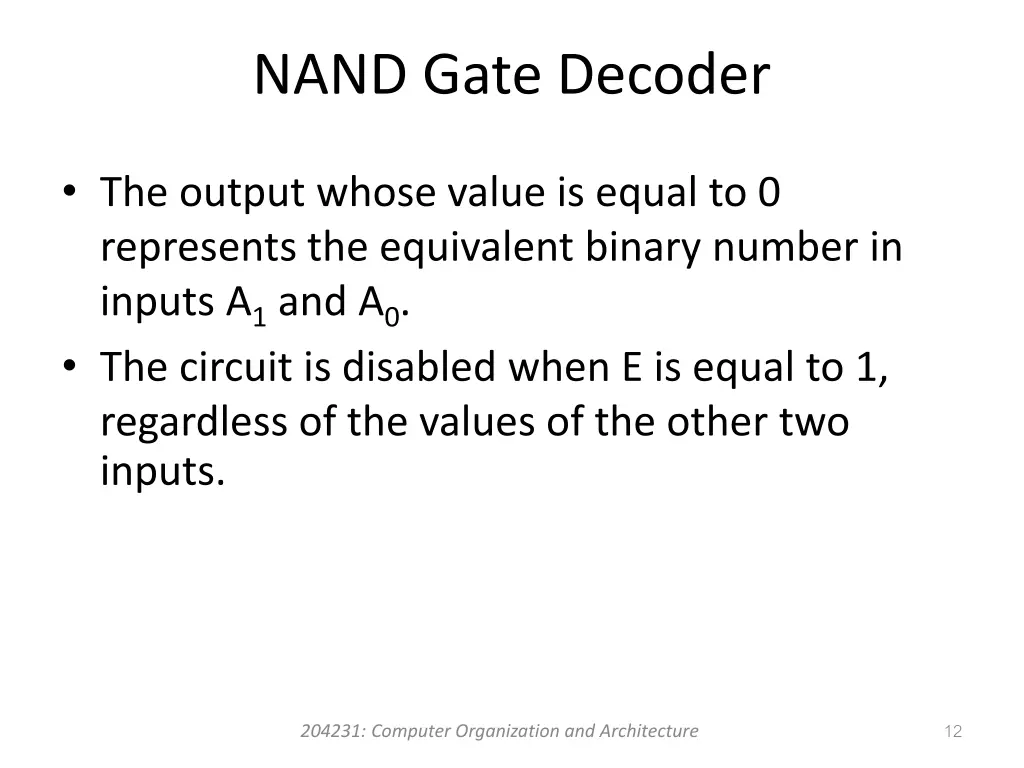 nand gate decoder 1