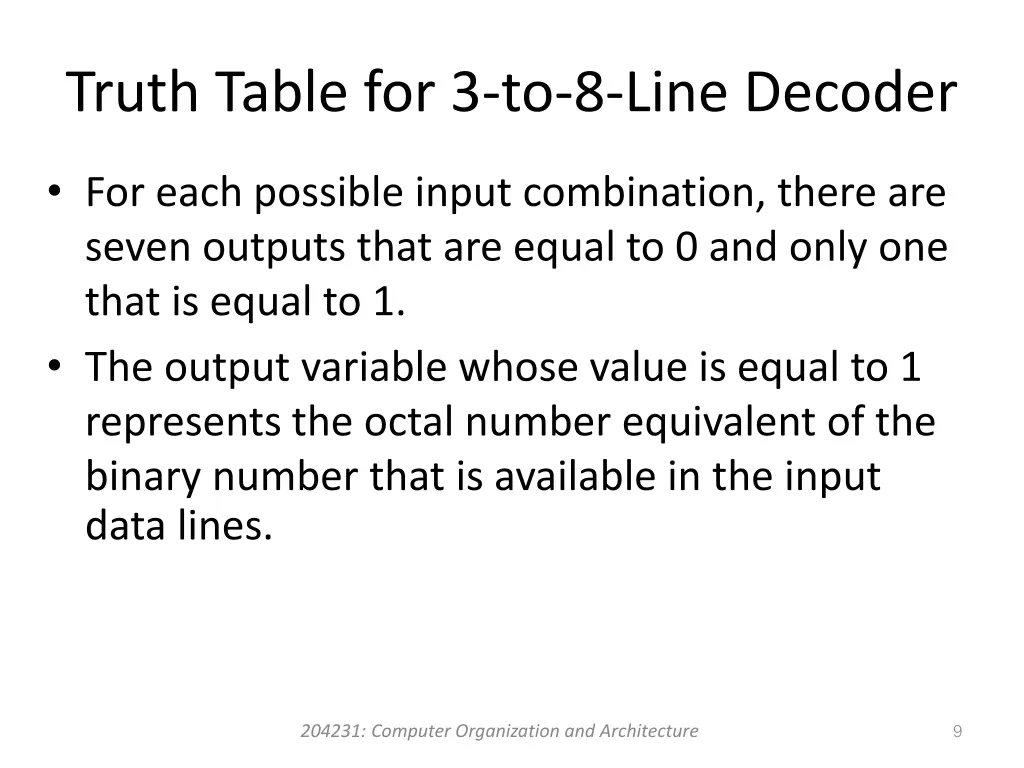 truth table for 3 to 8 line decoder 1