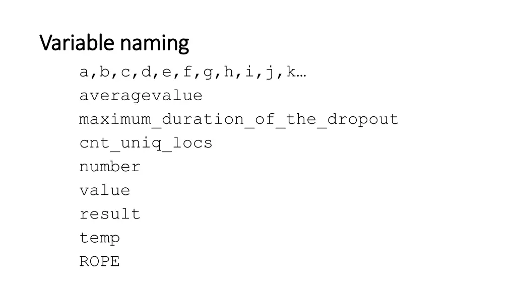 variable naming variable naming