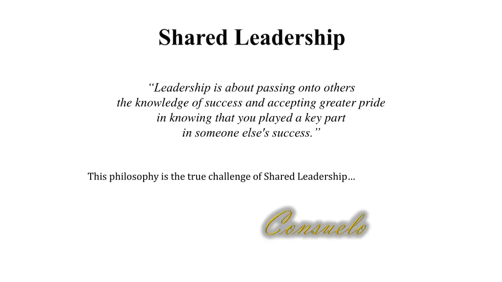 leadership is about passing onto others