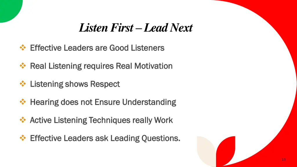 listen first lead next