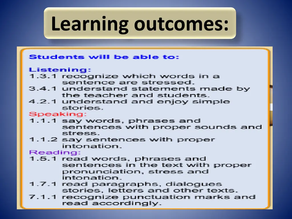 learning outcomes