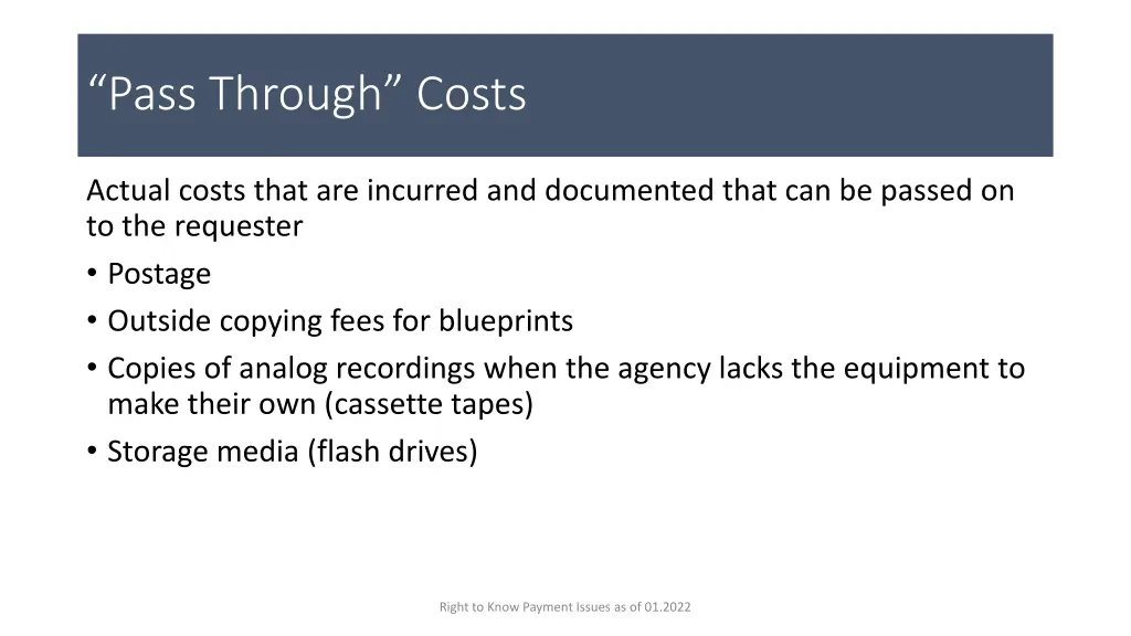 pass through costs