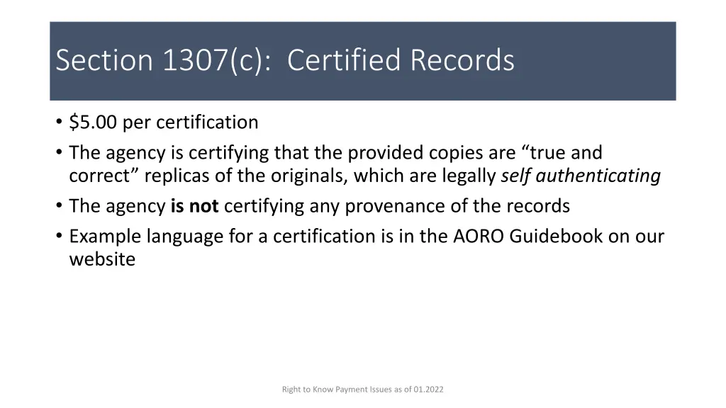 section 1307 c certified records