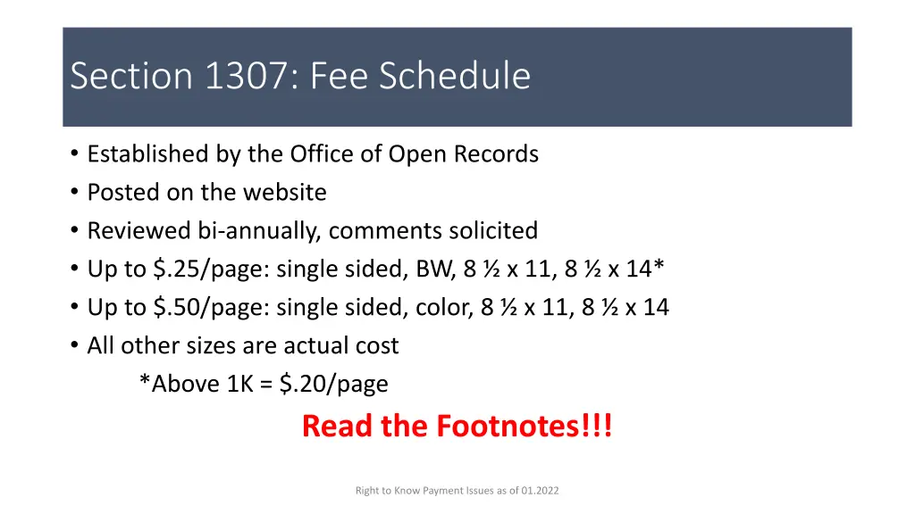 section 1307 fee schedule