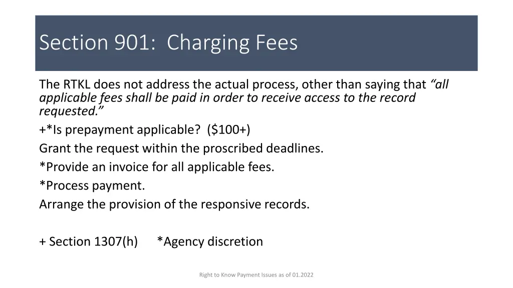 section 901 charging fees