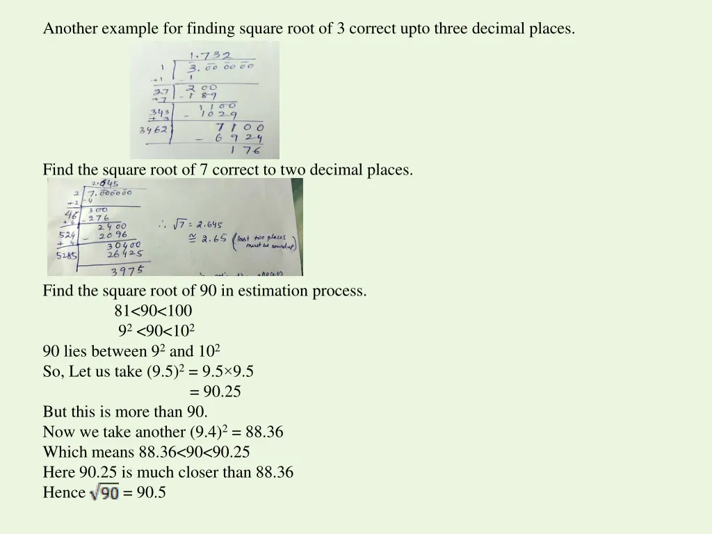 another example for finding square root