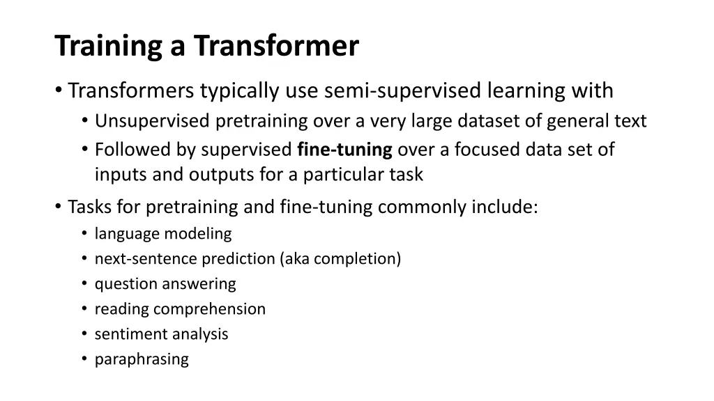 training a transformer