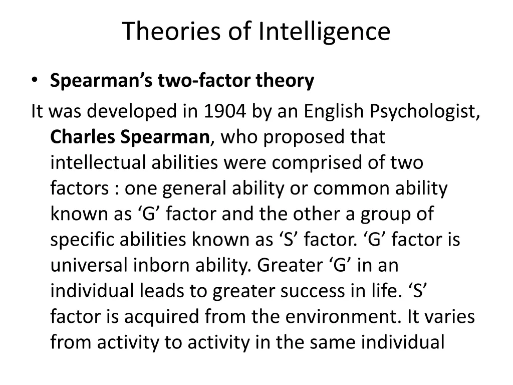 theories of intelligence