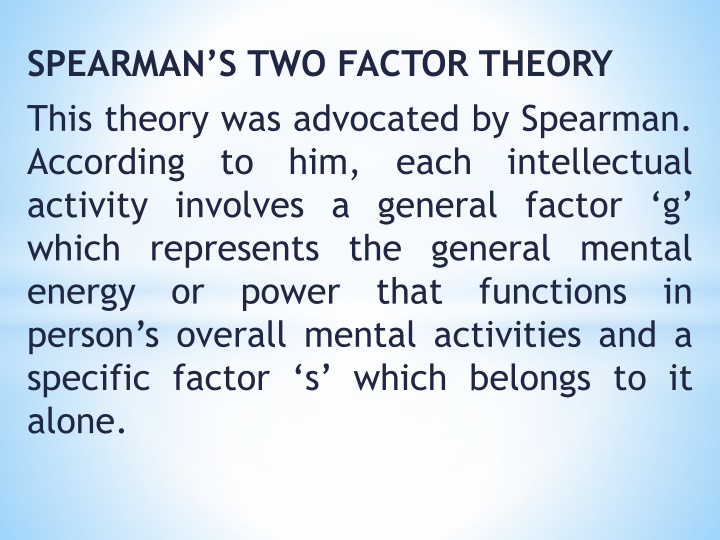 spearman s two factor theory this theory