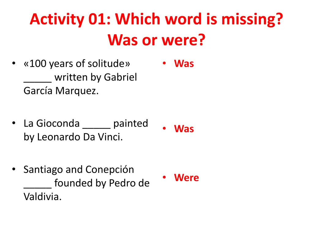 activity 01 which word is missing was or were