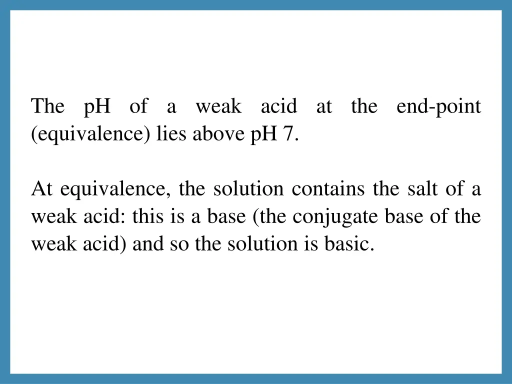 the ph of a weak acid at the end point