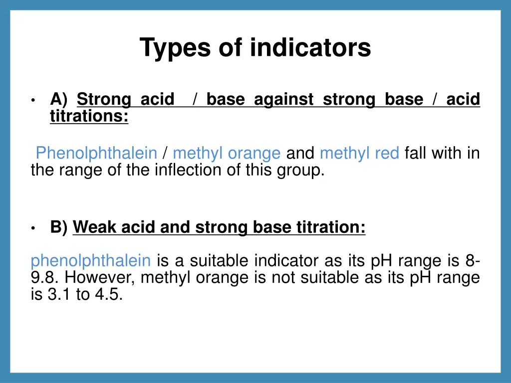 types of indicators