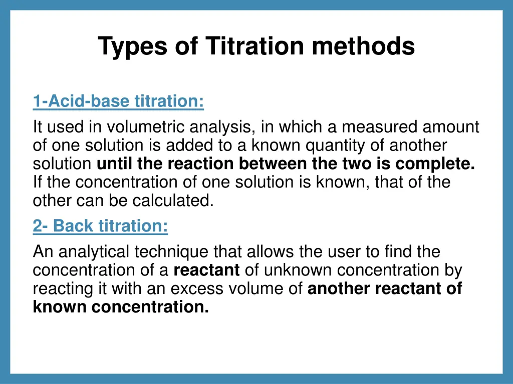 types of titration methods