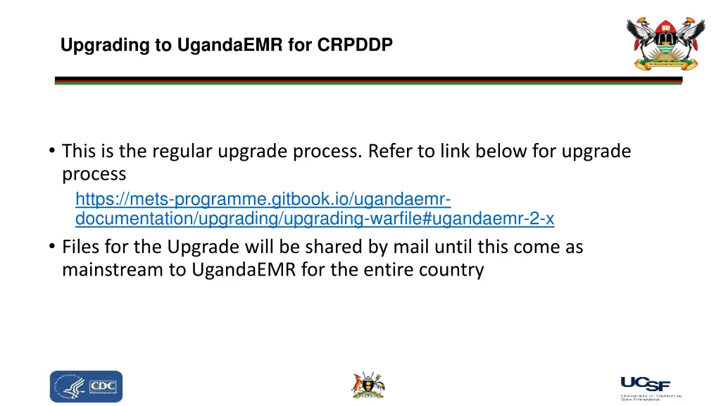 upgrading to ugandaemr for crpddp