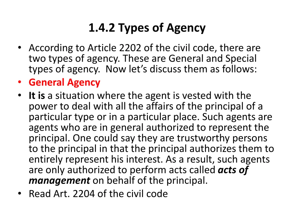 1 4 2 types of agency